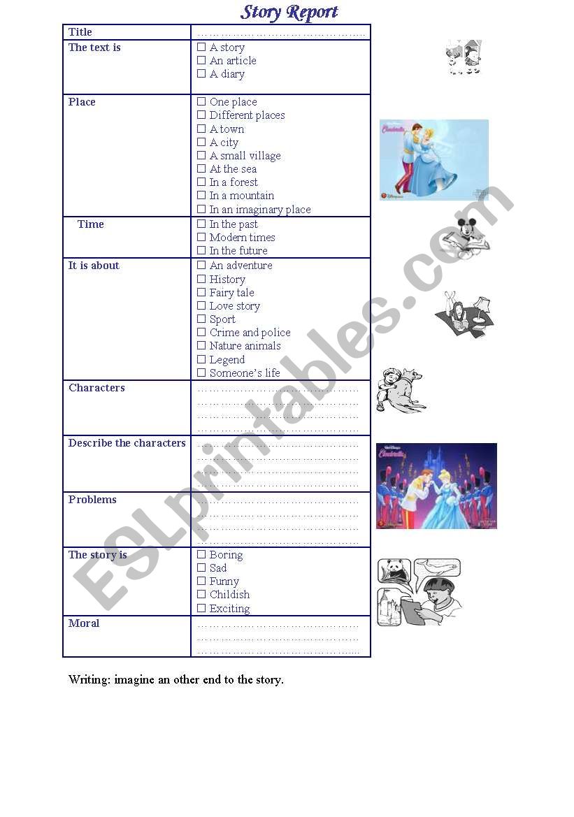 cinderella: story report worksheet