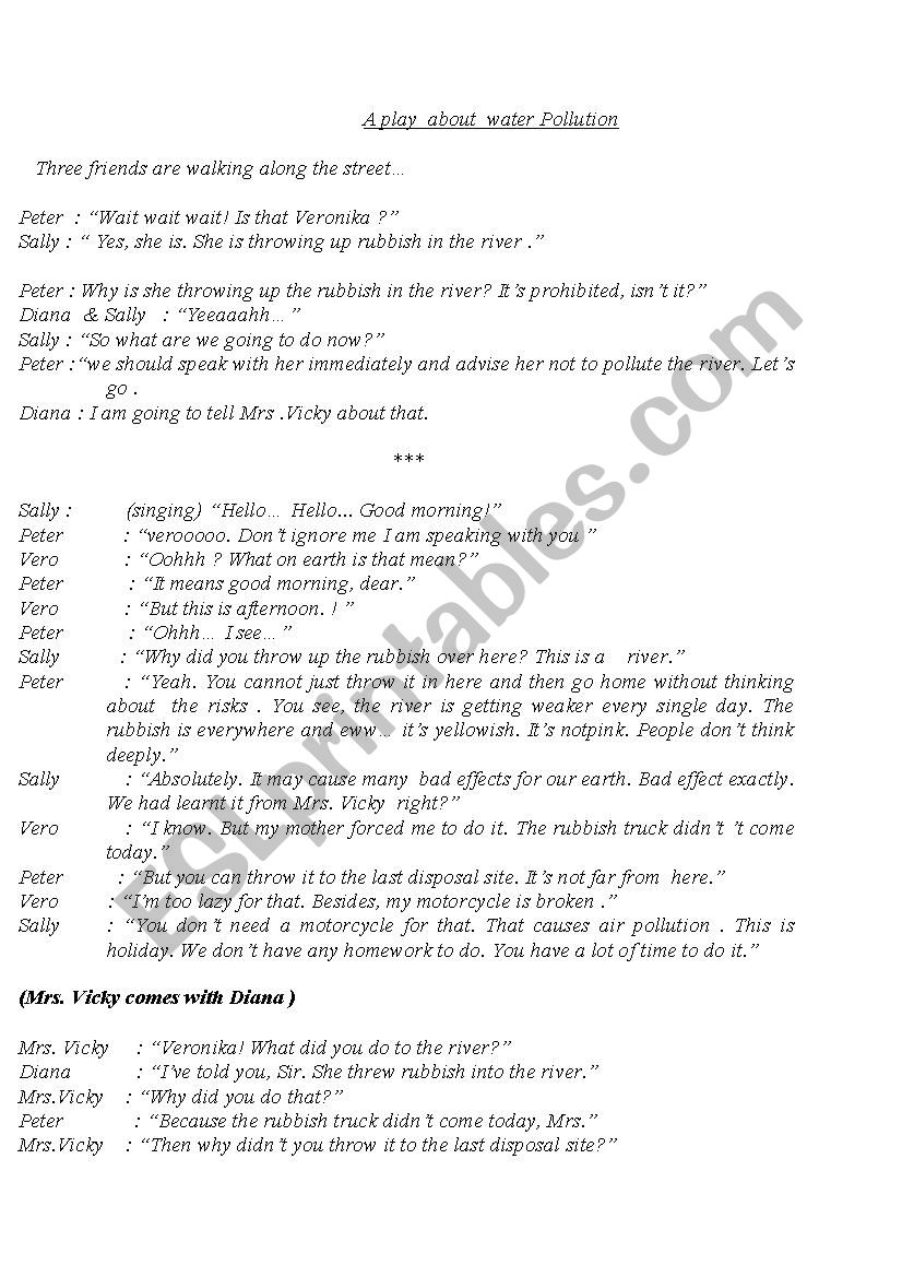 9th form : a short play about  water pollution