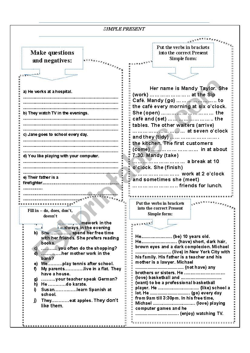 SIMPLE PRESENT worksheet