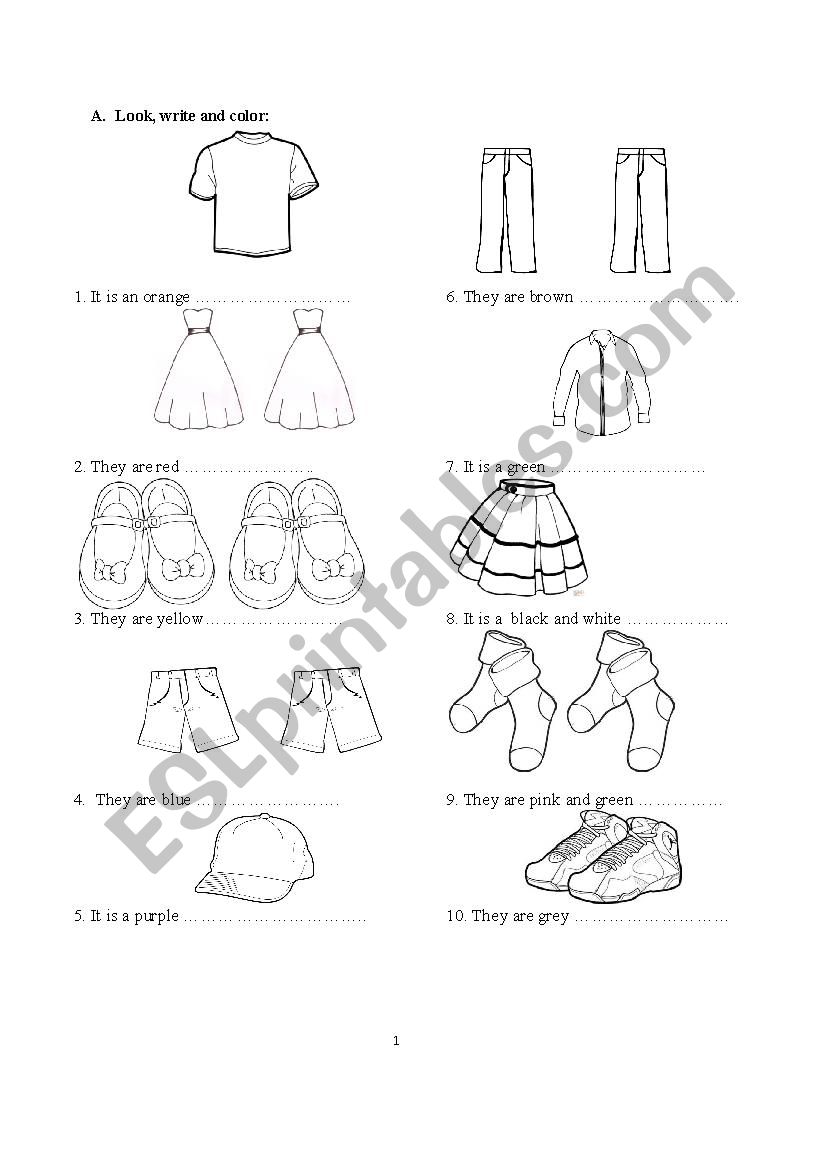 clothes worksheet