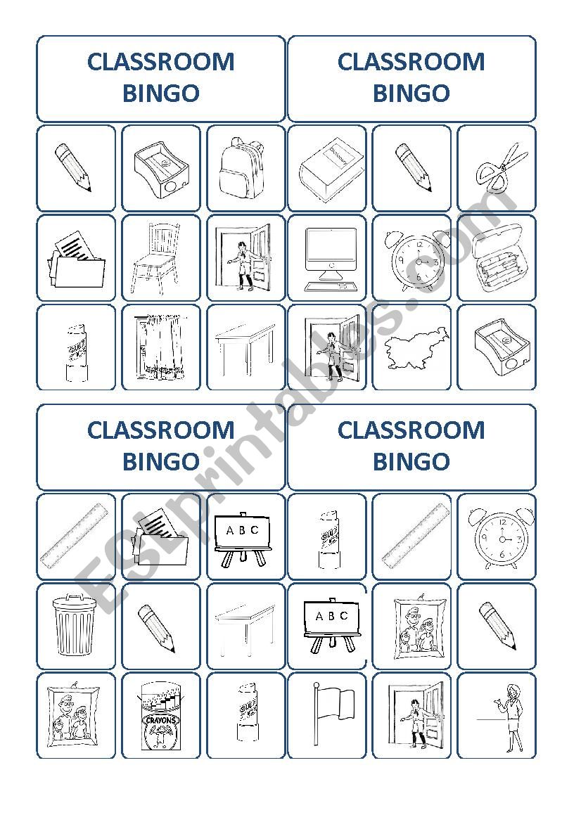 classroom bingo cards 2/3 worksheet