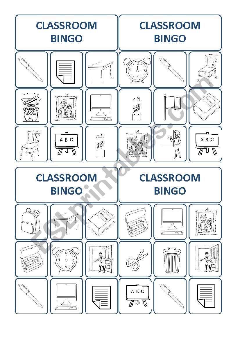 classroom bingo cards 3/3  worksheet