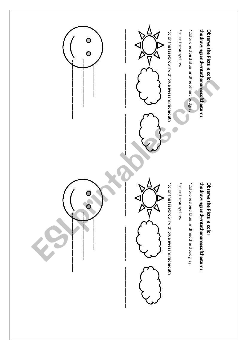Nature and face worksheet