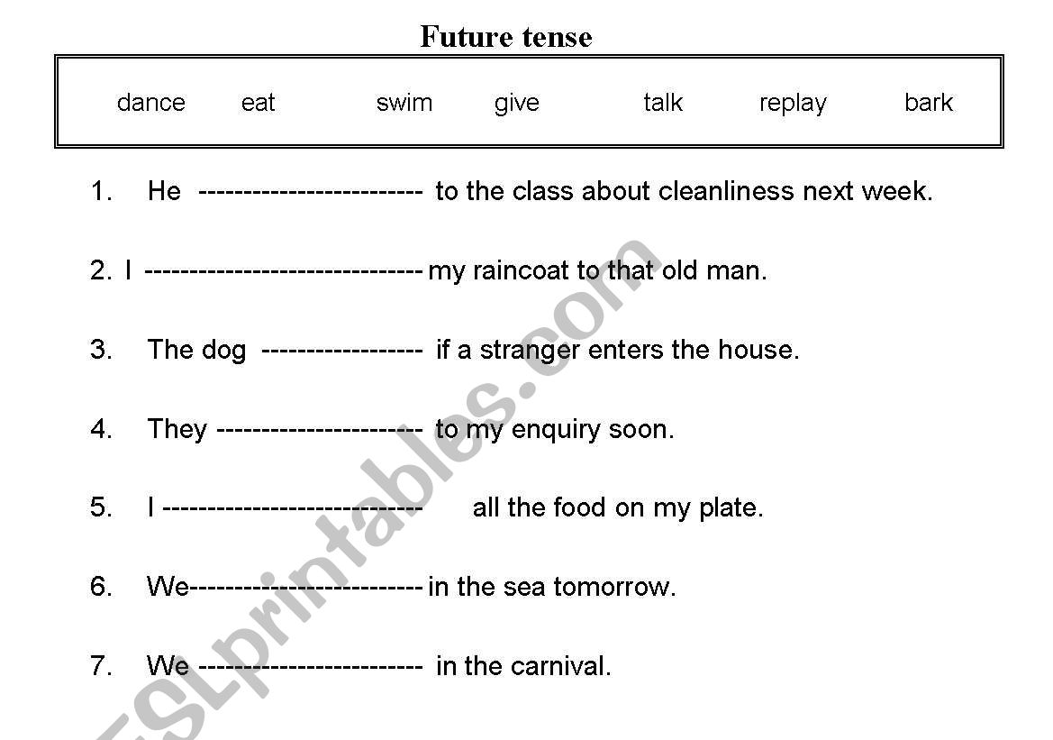 future tense worksheet