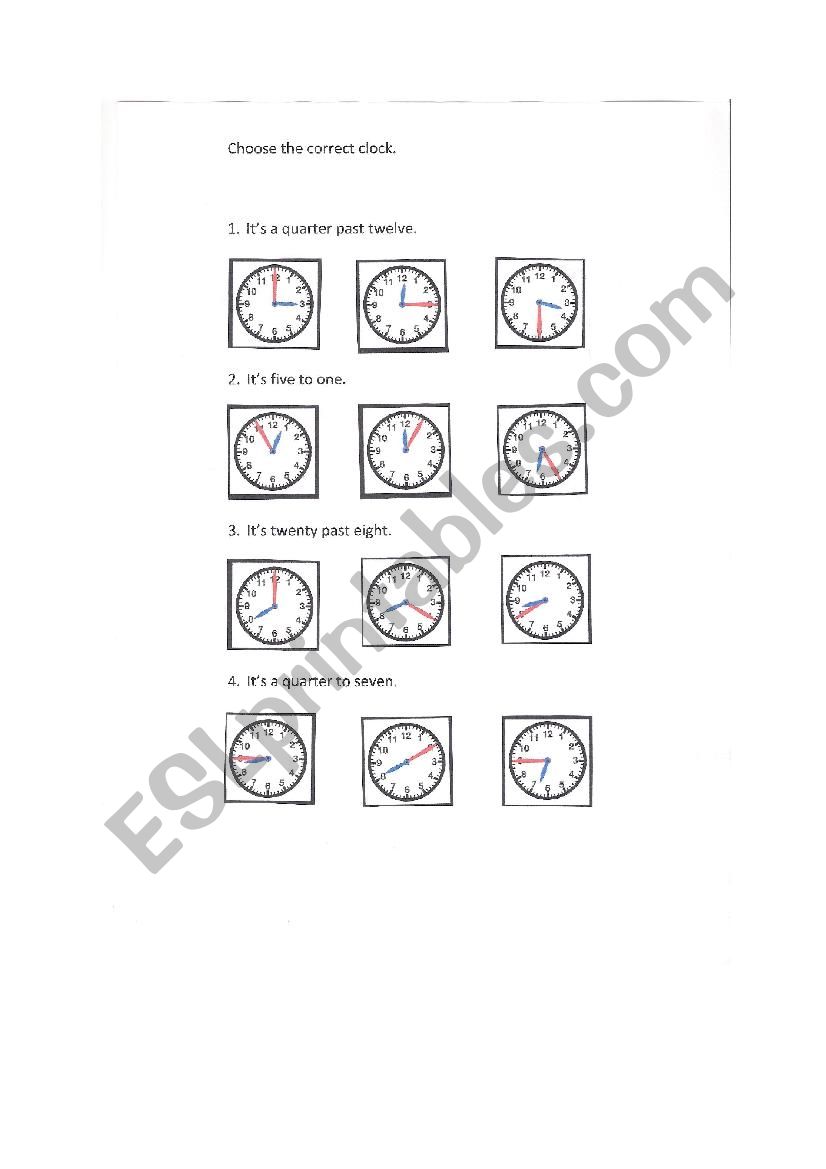 Clocks and time worksheet