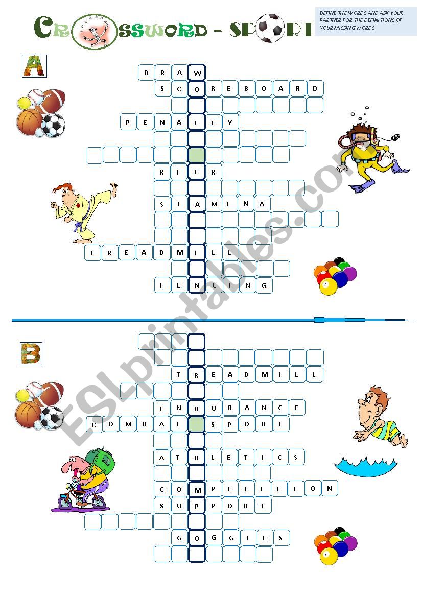 Sports Crossword worksheet