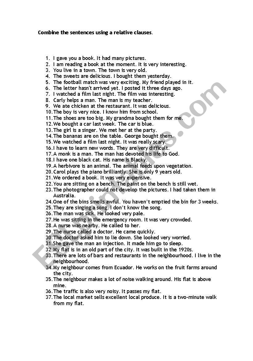 relative clauses worksheet