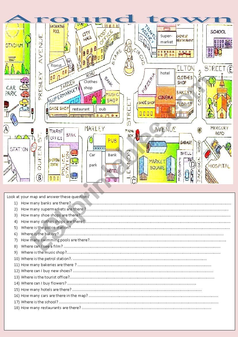 around town worksheet