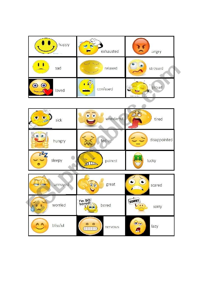 Feelings Bingo worksheet