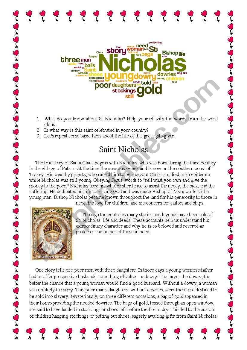 St. Nicholas worksheet