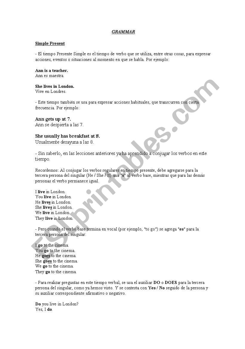 PRESENT CONTINUOUS worksheet