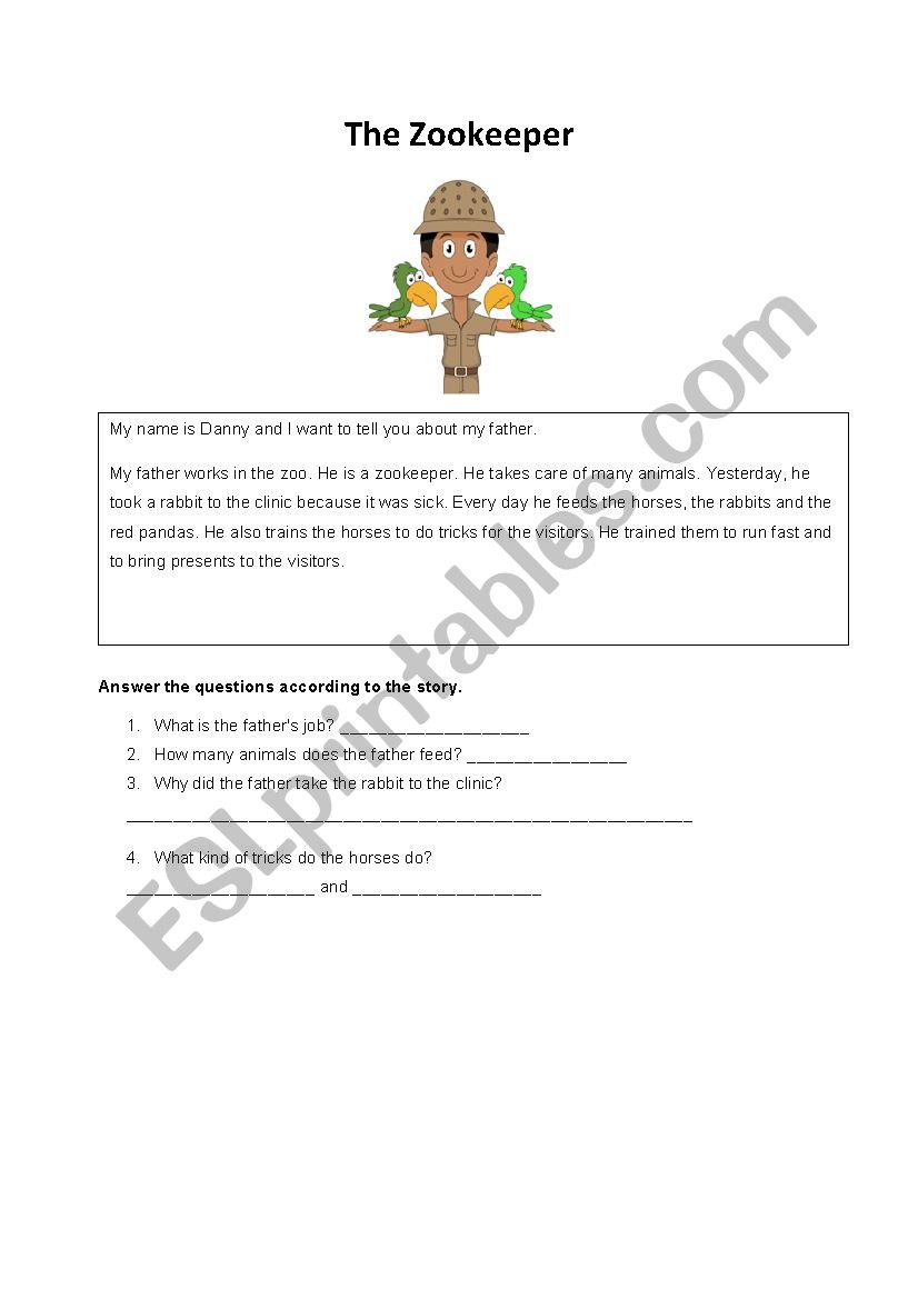 The Zookeeper worksheet