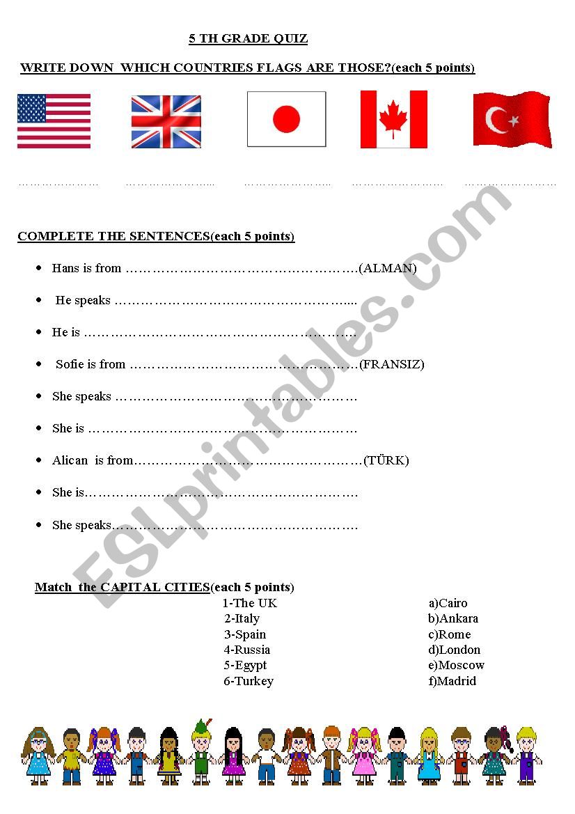 Countries anda Nationalities worksheet