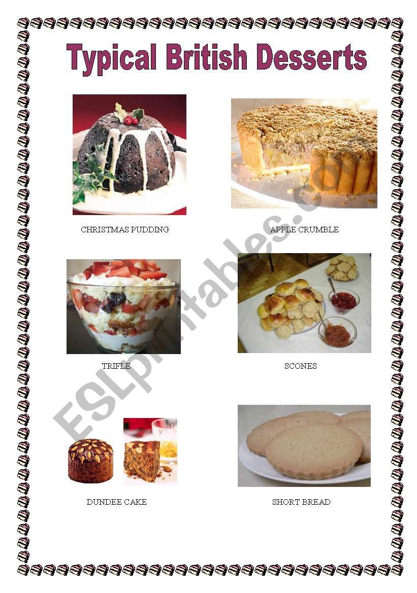 Typical British Desserts worksheet