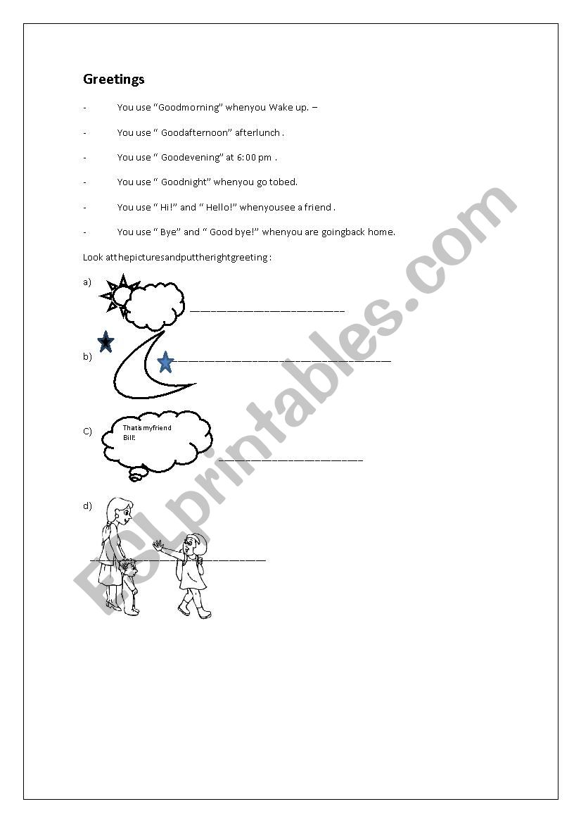 Greetings worksheet