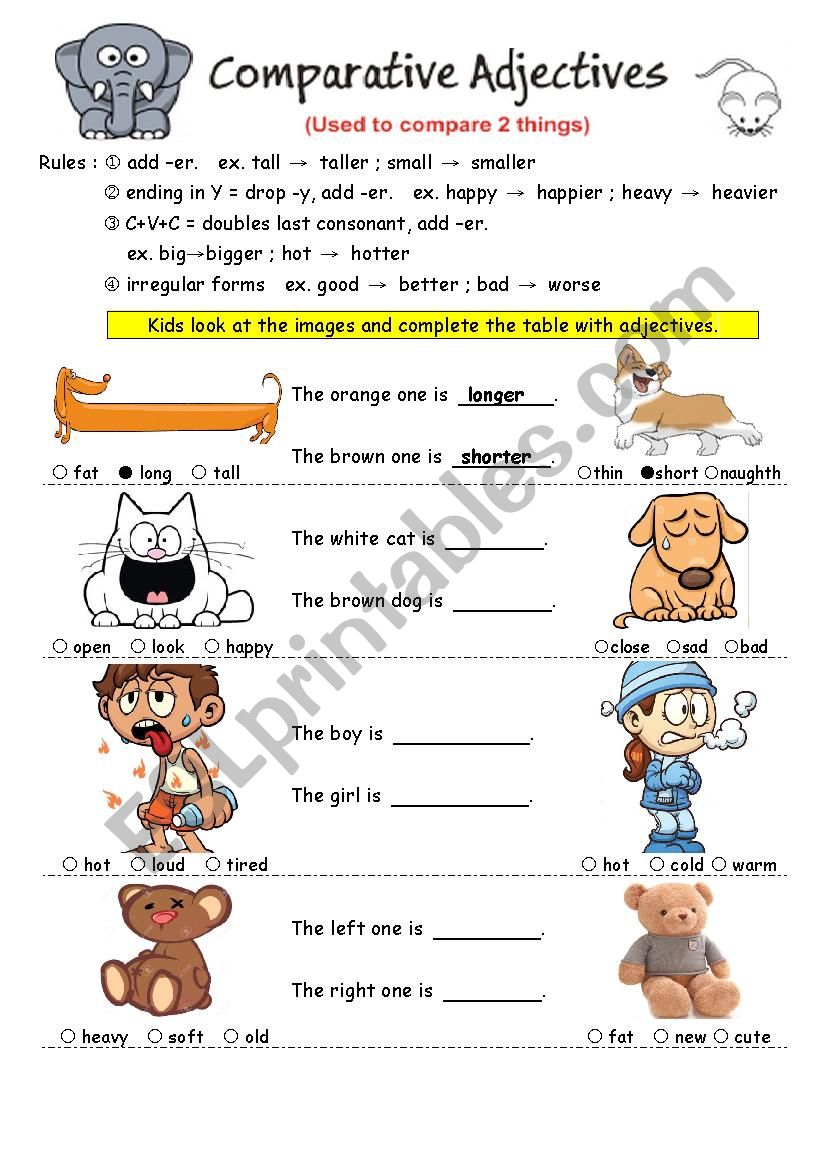 Comparative Adjectives worksheet