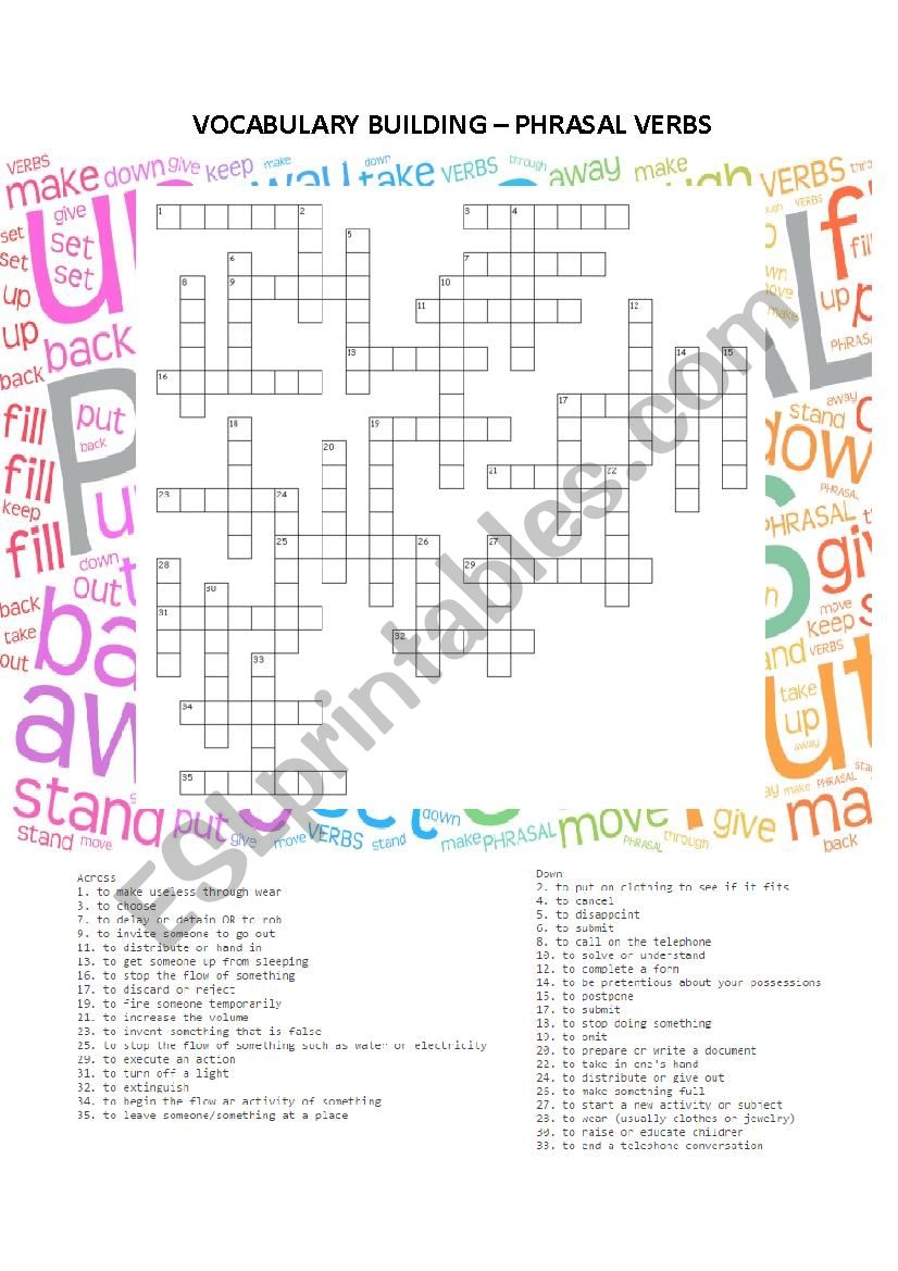 Phrasal Verbs - Criss Cross Puzzle