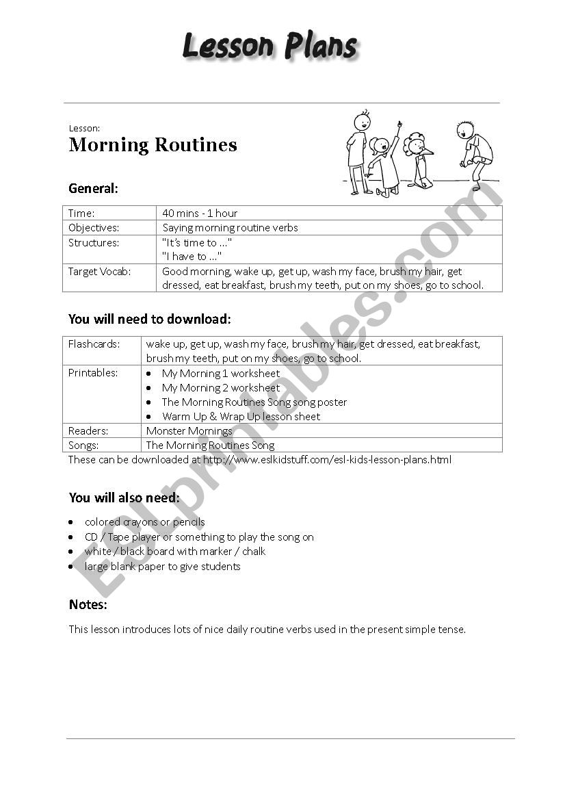 Morning Routines worksheet