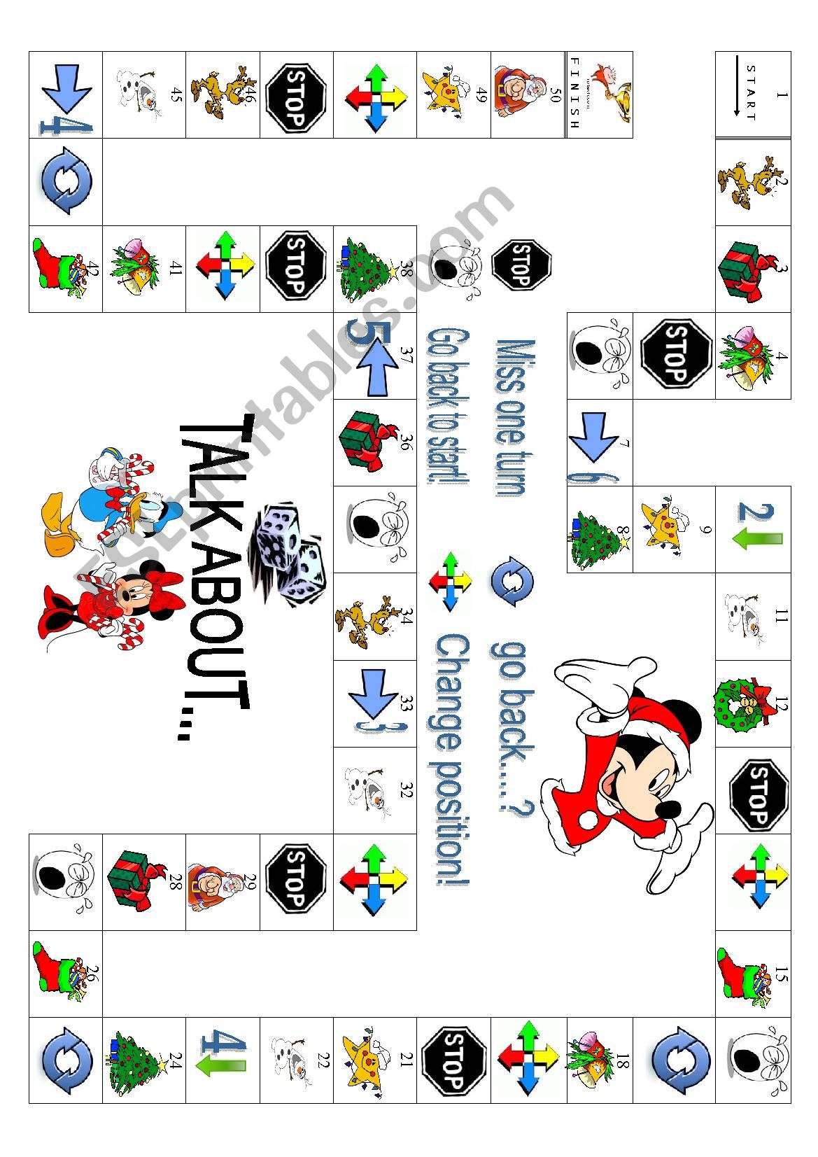 Christmas boardgame worksheet