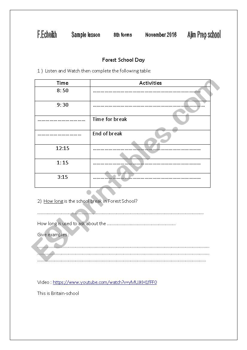  English Secondary Schools 3 worksheet