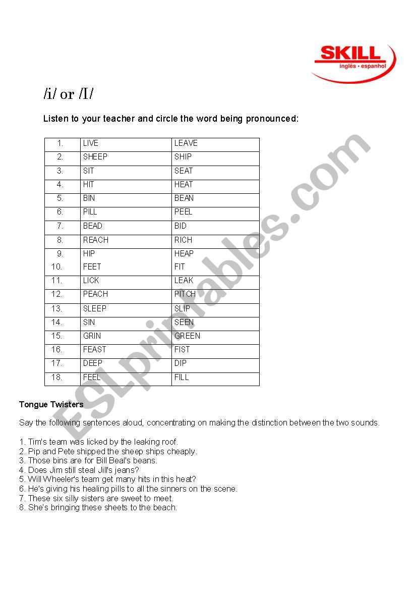 Long and short I pronunciation