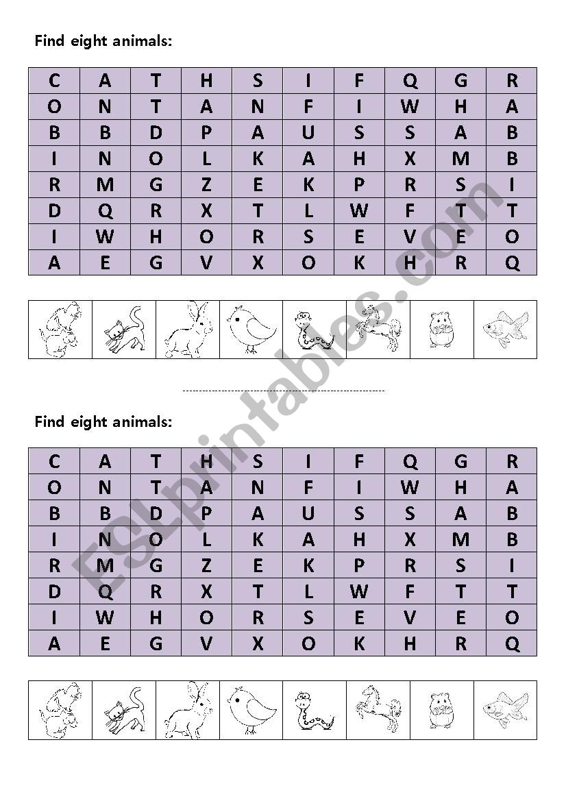 Animals Wordsearch  worksheet