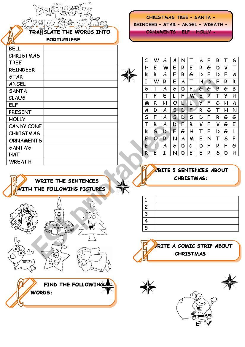 CHRISTMAS ACTIVITIES worksheet