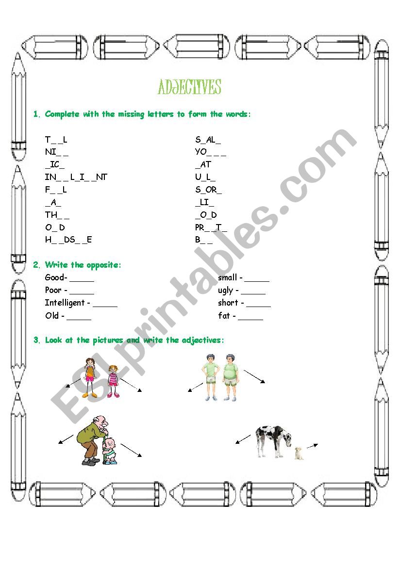 Adjectives worksheet