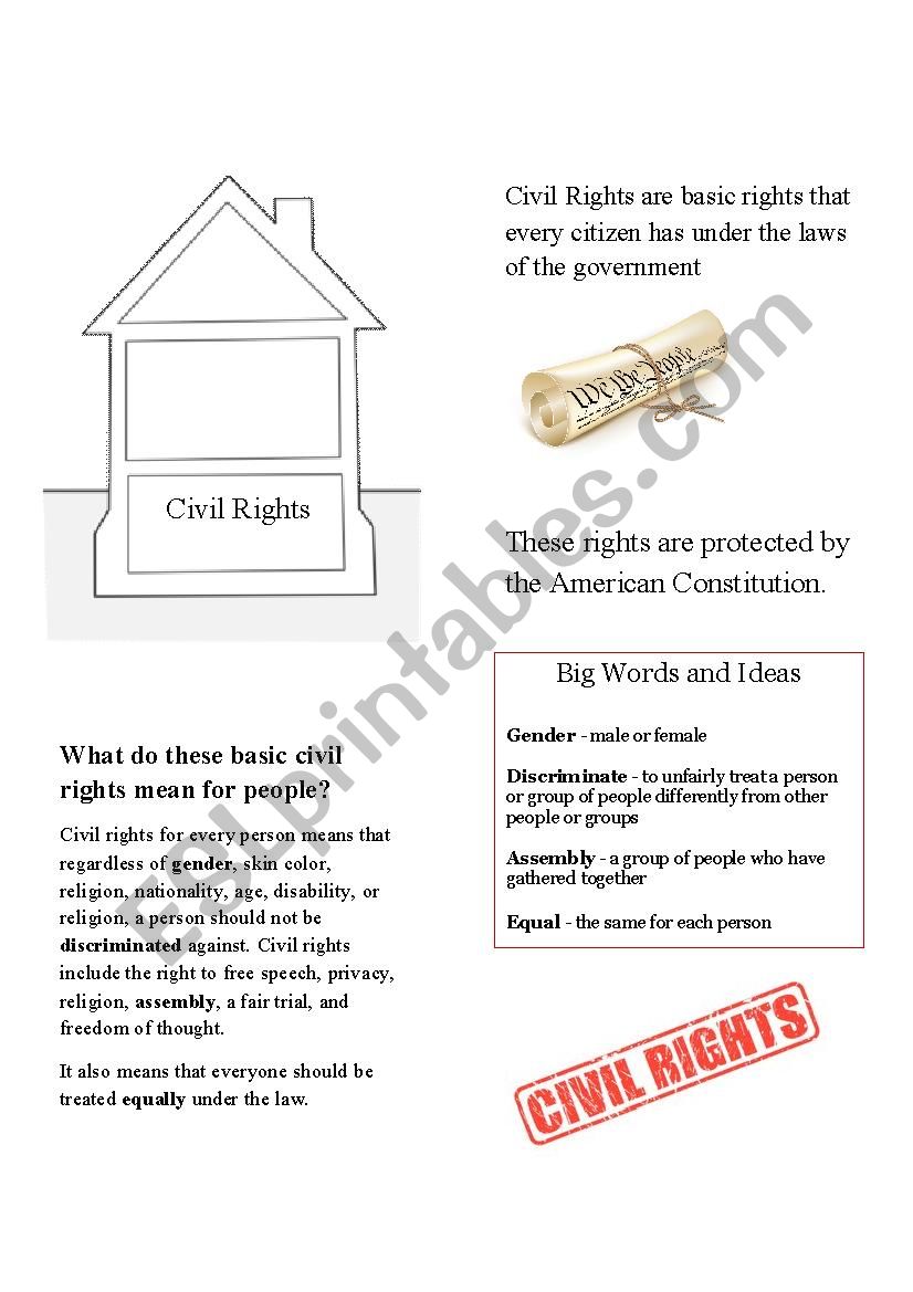Civil Rights ESL Level 2 Definitions