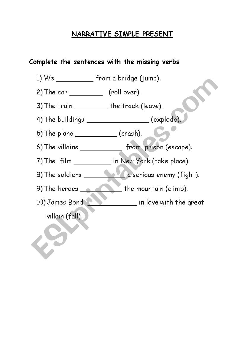 Narrative simple present worksheet