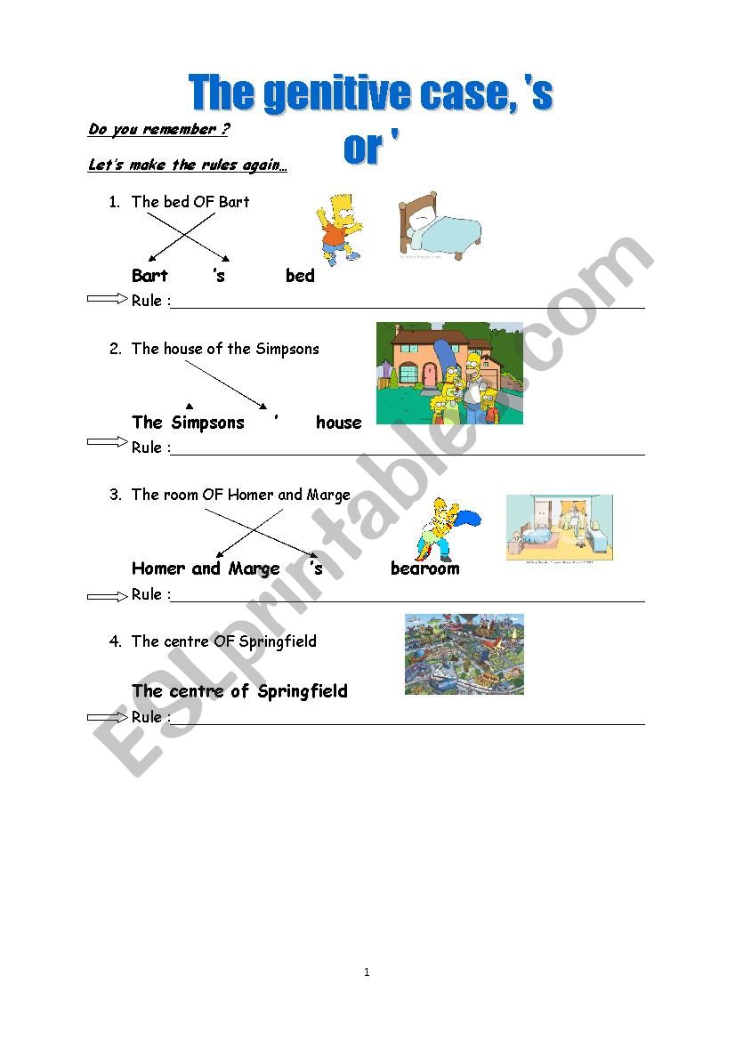 Possessive case worksheet