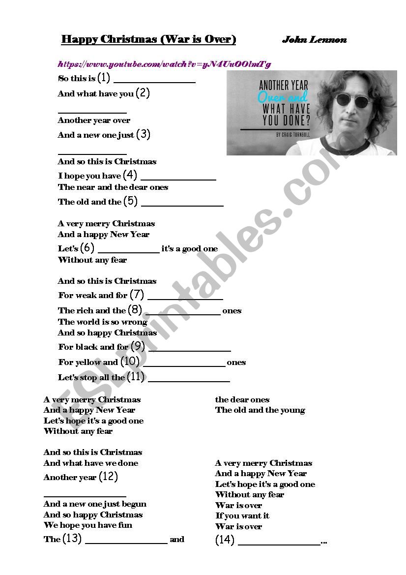                John Lennon Happy Christmas song with gaps