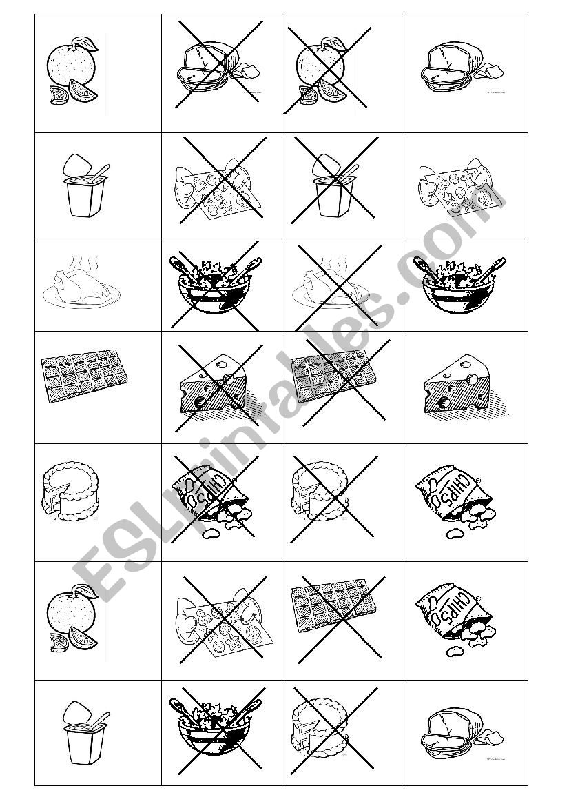 Food Speaing cards worksheet