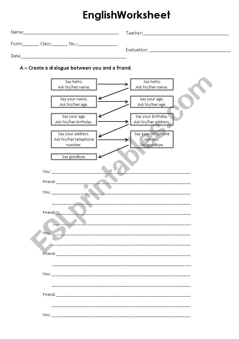 Dialogue worksheet worksheet