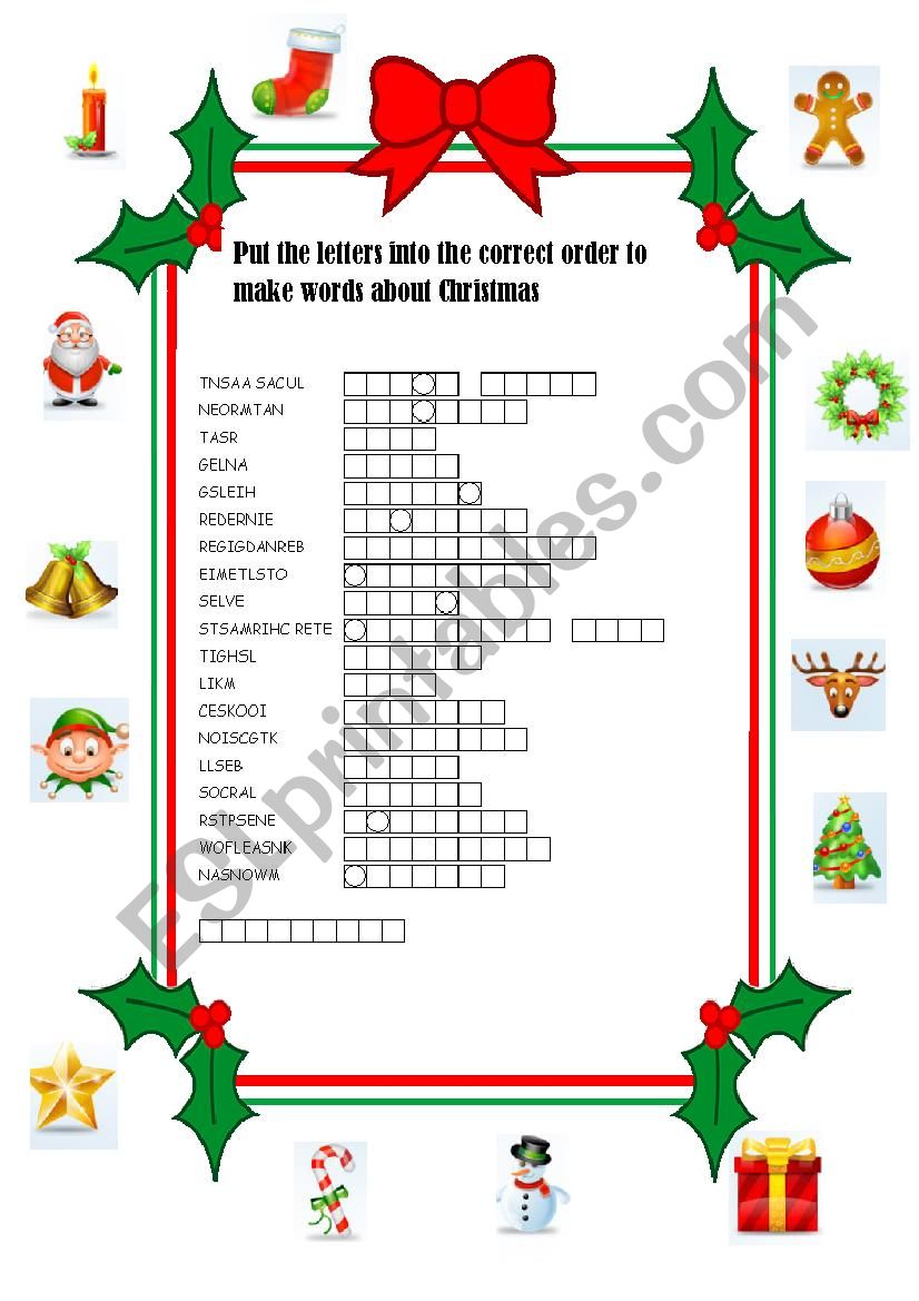 Christmas Vocabulary worksheet