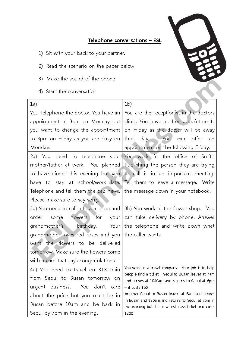 May I speak to ...... ? worksheet