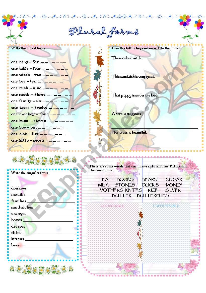 Plural forms worksheet