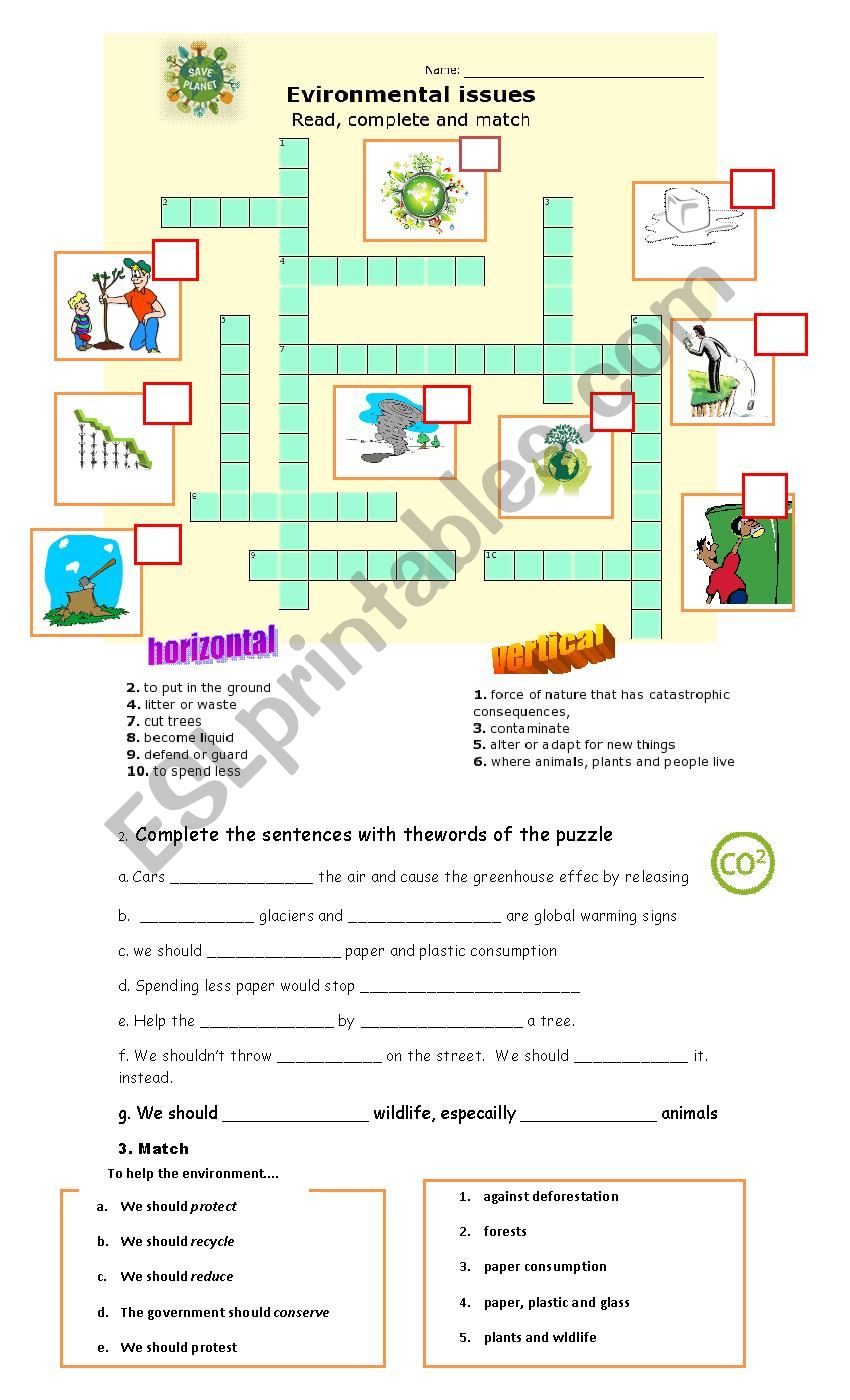 Help save the planet worksheet