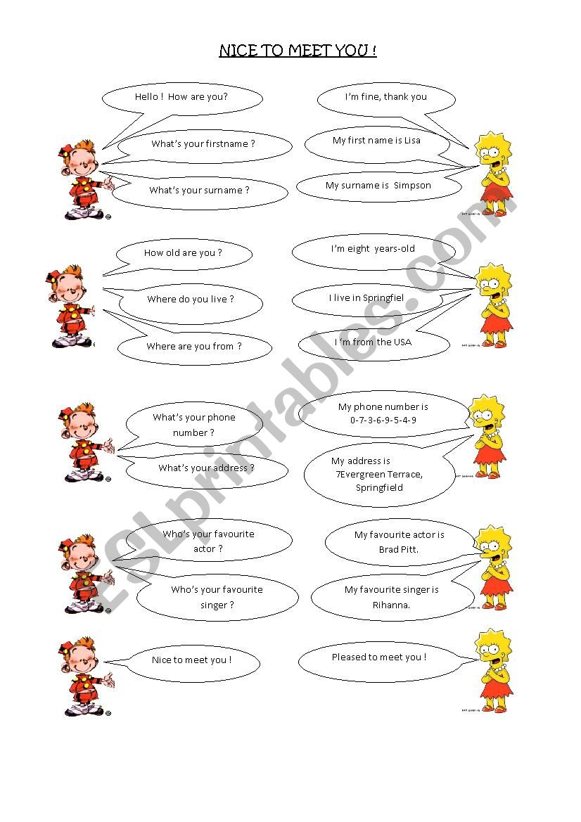 Introduce yourself worksheet