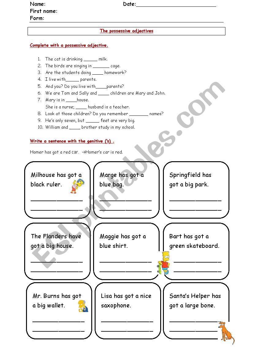 possession worksheet