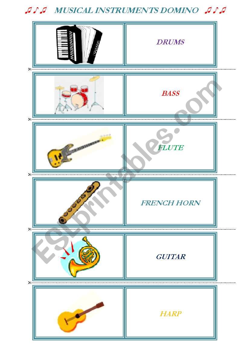 MUSICAL INSTRUMENTS DOMINO worksheet