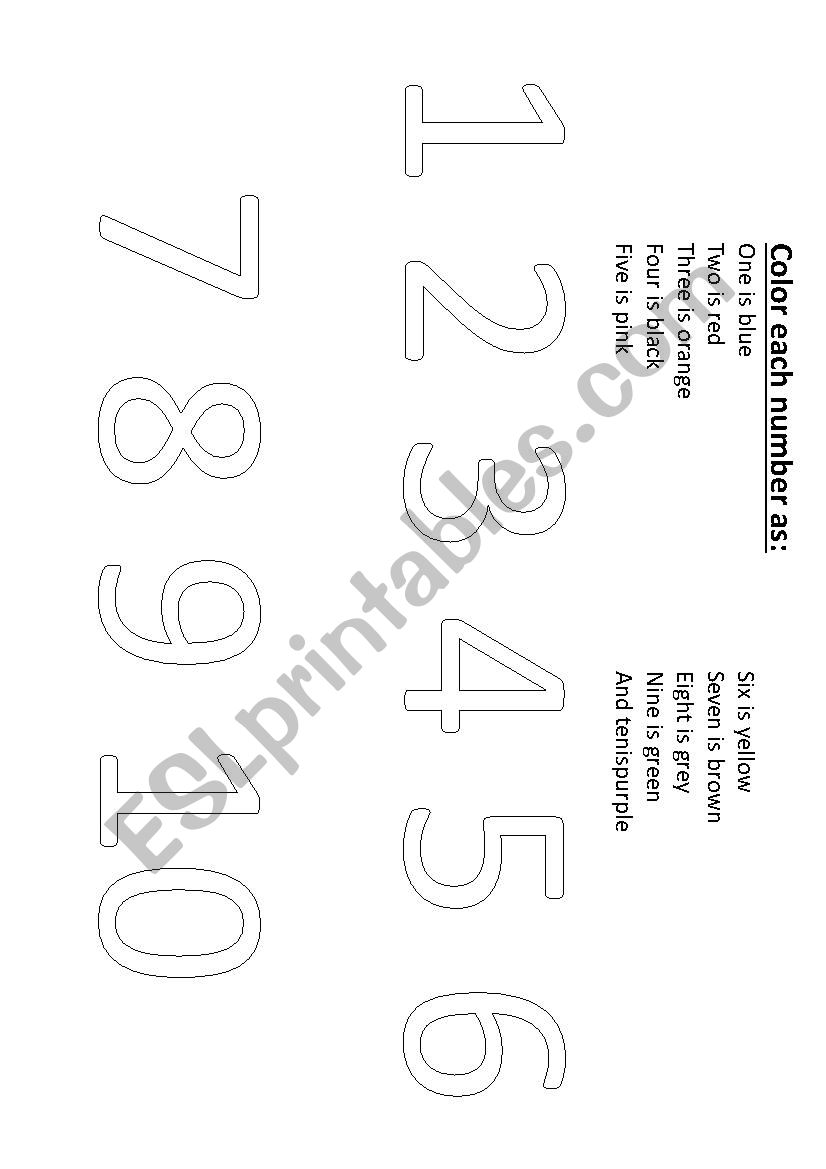 Numbers and colors worksheet