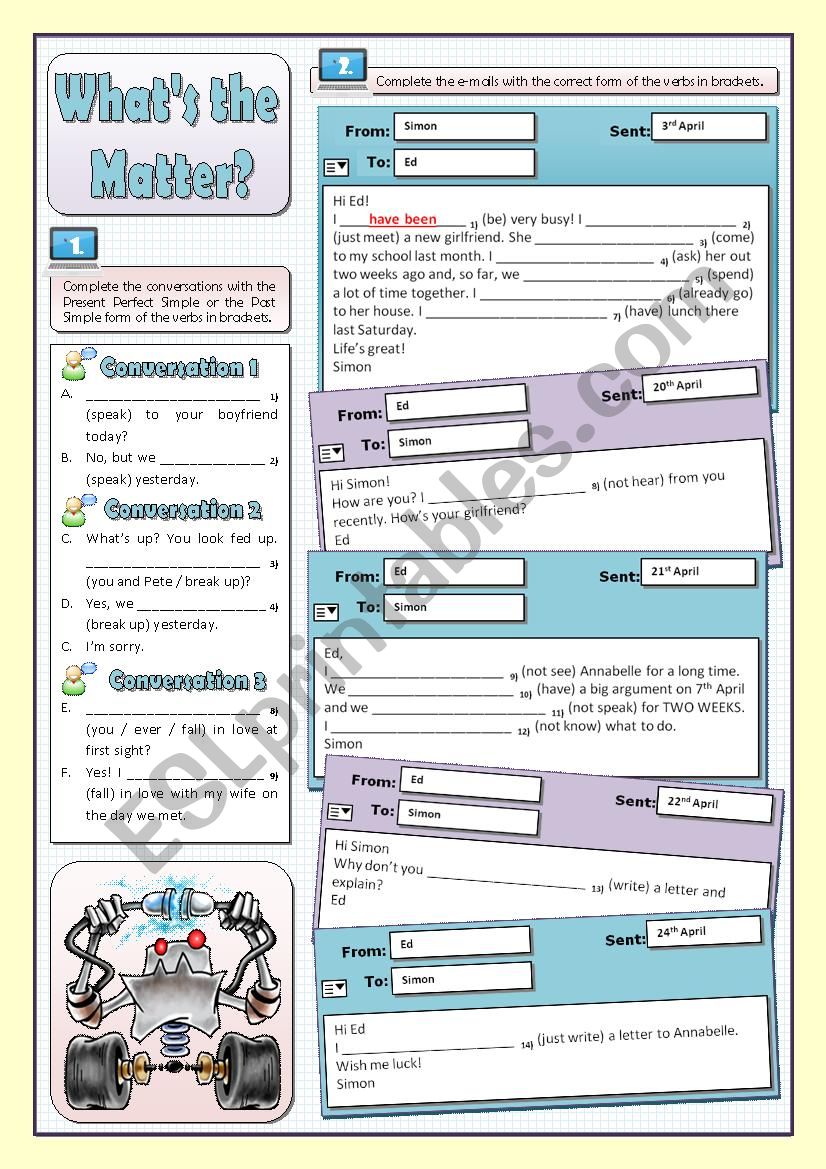 WHATS THE MATTER? - EMAILS AND PRESENT PERFECT