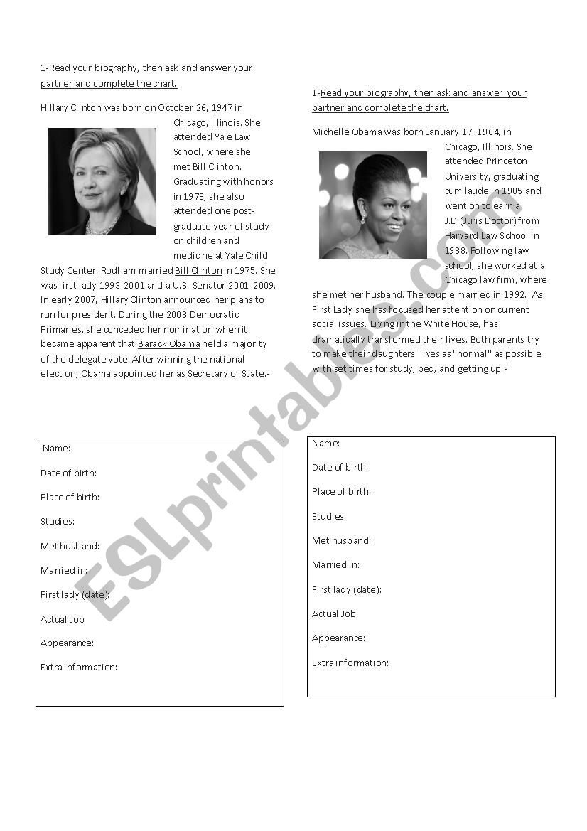 Obama versus Clinton worksheet