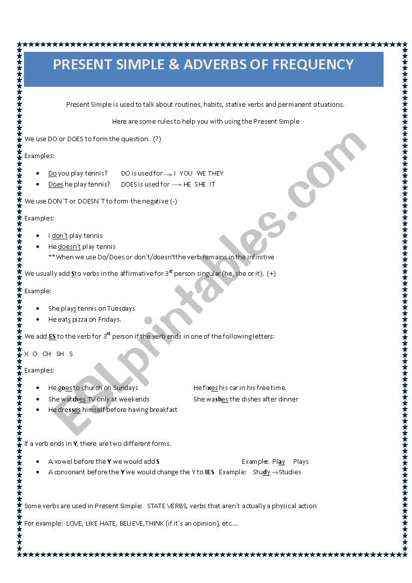 Present Simple and Adverbs of Frequency