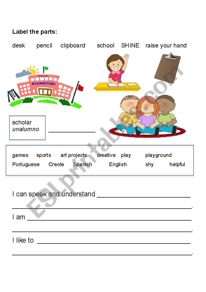 All About Me - Scholar worksheet
