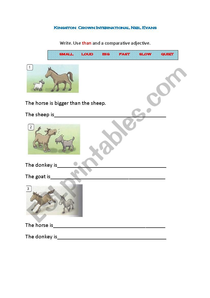 Comparative Adjectives worksheet