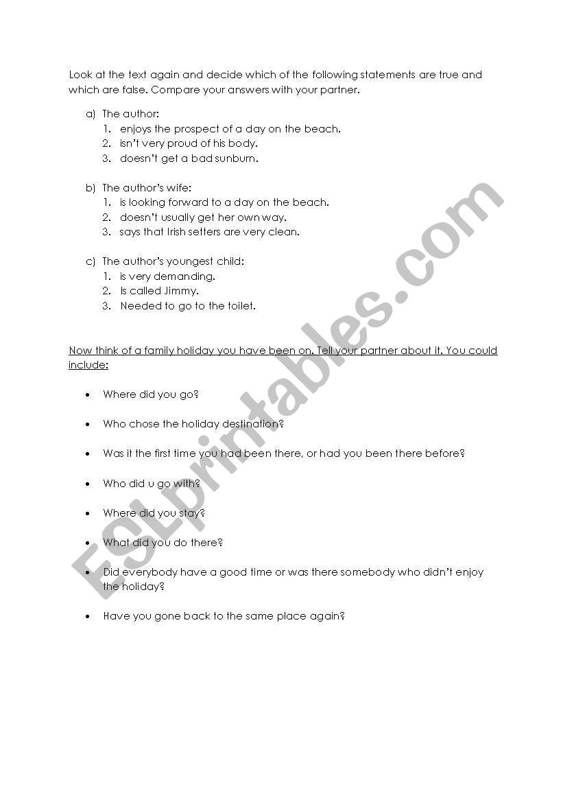 Day at the Seaside 3 worksheet