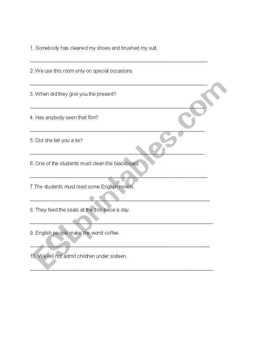 THE PASSIVE VOICE worksheet