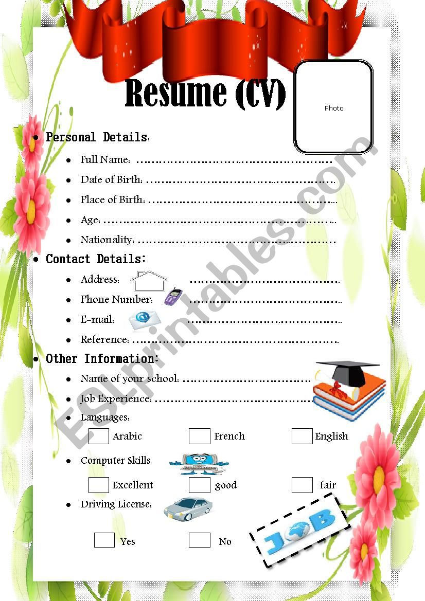 CV  worksheet